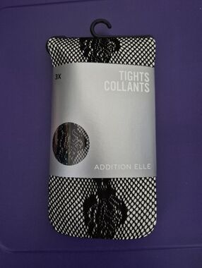 🩷5/$25🩷 Black Patterned Nylon Tights, Plus Size 3X